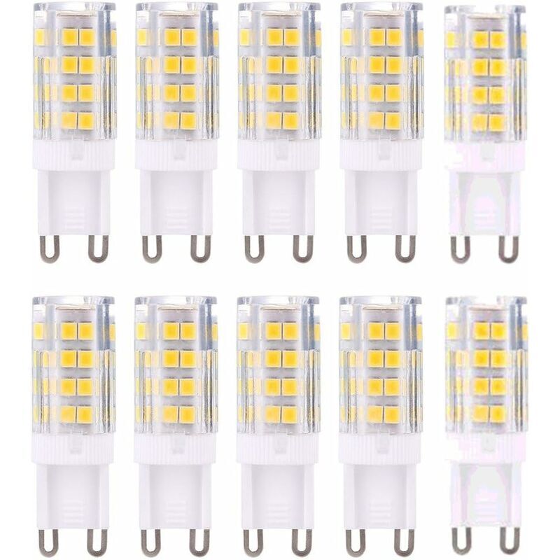 foto del prodotto lampadine led g9 bianco caldo 3000k 5w equivalenti a lampadine alogene da 40w 420 lumen non dimmerabili confezione da 10 classe energetica a 