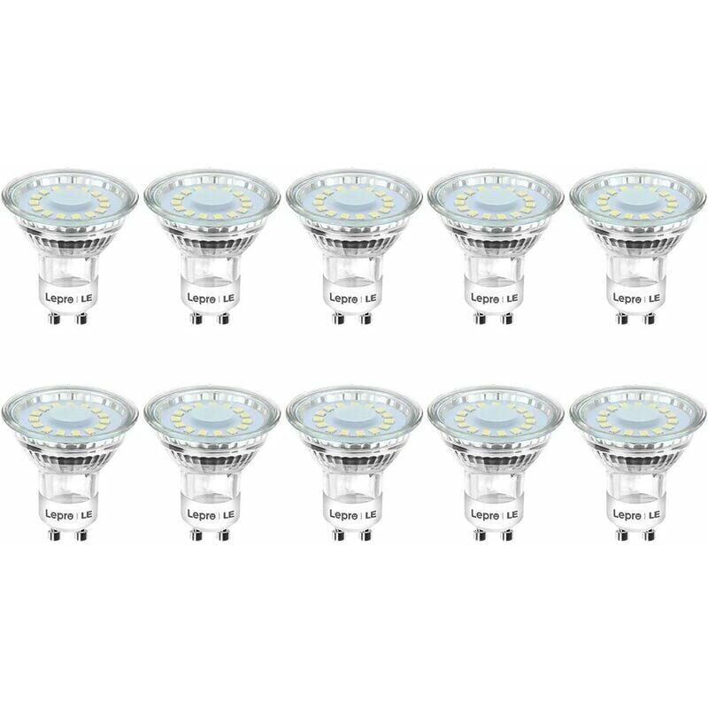 foto del prodotto lampadine led gu10 da 4w equivalenti a lampadine alogene da 50w, illuminazione bianco freddo 5000k, luminosit 325lm con un ampio angolo del fascio