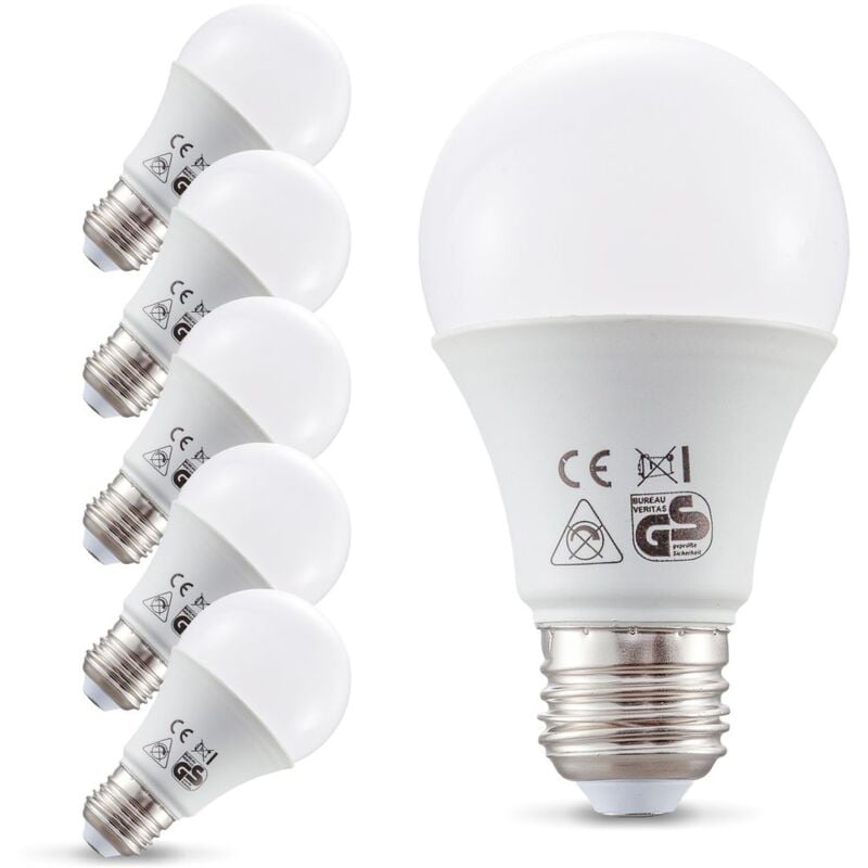 foto del prodotto lampadine led luce calda, sostituzione alogene da 75w, attacco e27, confezione da 5, 9w, 806 lumen, 2700 kelvin, luci a goccia per plafoniere e