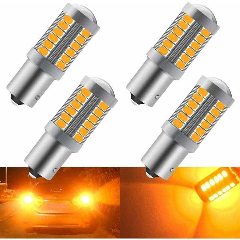 foto del prodotto lampadine led per auto rotational 4pcs ambra 1156 bau15s py21w 5630 33smd 900lm lampadine per indicatori di direzione anteriori e posteriori super