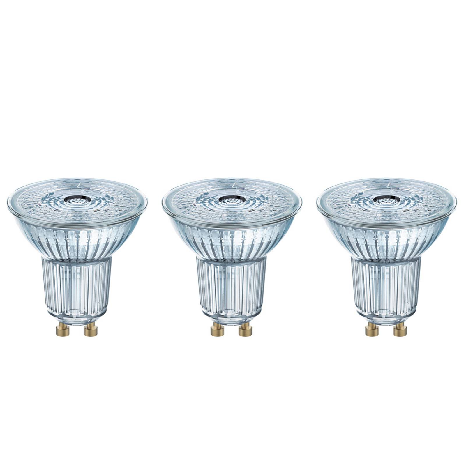 foto del prodotto lampadine led spot par16, 4.3 w equivalenti 50w, attacco gu10, luce fredda 4000k, confezione da 3 classe di efficienza energetica f osram