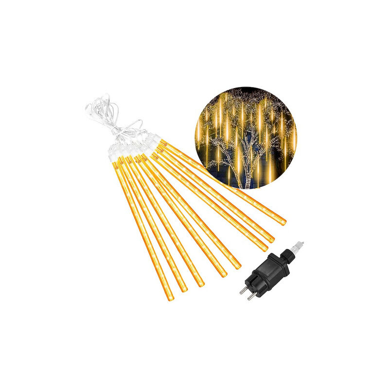 foto del prodotto lampadine luminose natalizie 8 pezzi. gocce di neve in movimento 144 led esterni bianco caldo.