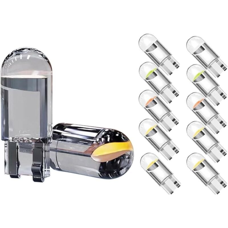 foto del prodotto lampadine per auto a led t10 w5w 194 168 501 2825 194 wedge luce interna per auto luci per targa a cupola 12v confezione da 10 bianco 