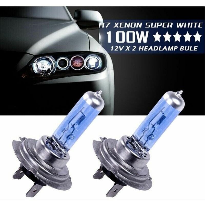 foto del prodotto lampadine per fari alogene ulisem h7 100w 12v xenon bianco 6000k vendute in coppia per auto.