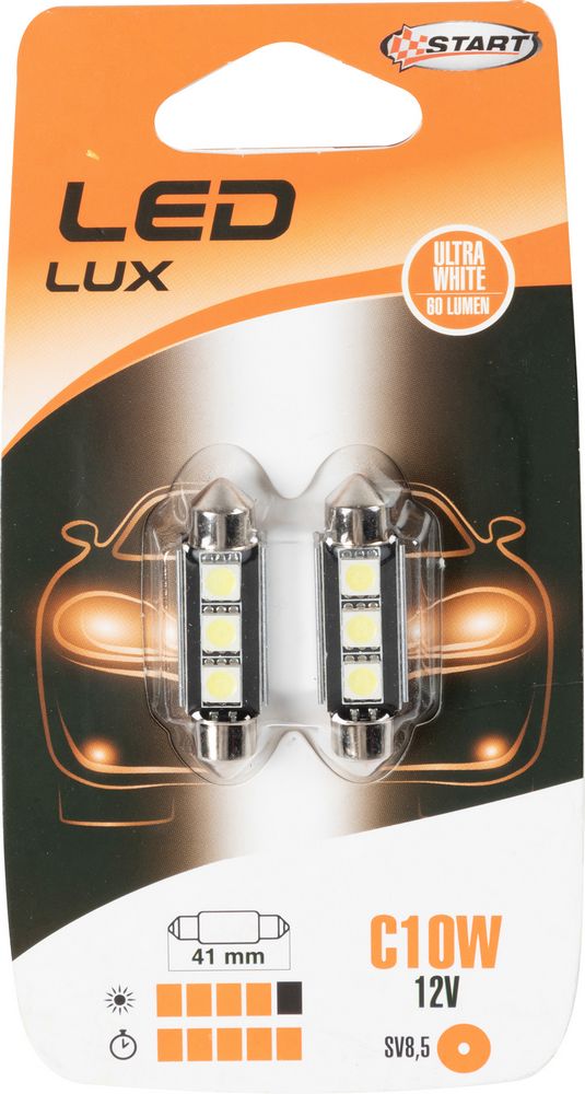 foto del prodotto lampadine siluro auto 3 led 12v 10w due pezzi 41 mm illuminazione