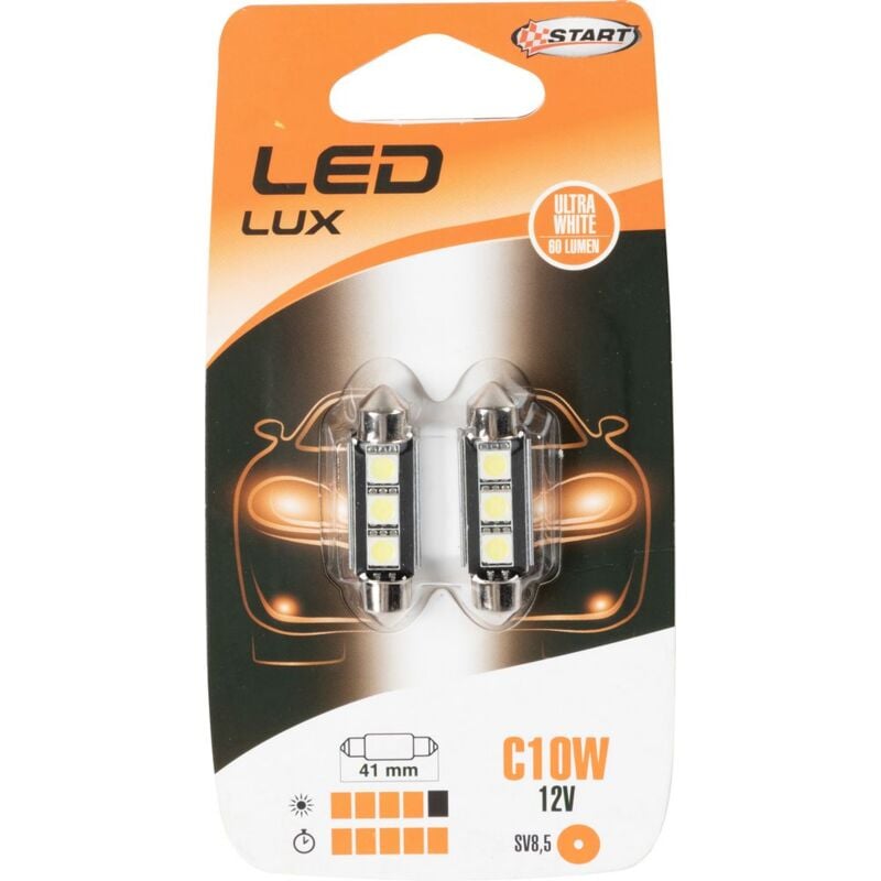 foto del prodotto lampadine siluro auto 3 led 12v 10w due pezzi 41 mm illuminazione targa macchina