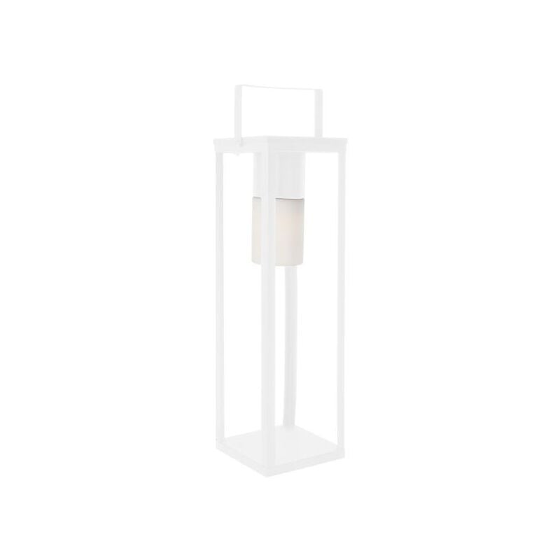 foto del prodotto lampanda solar led in acciaio bianca con manico 20x20x75 cm con batteria ricaricabile
