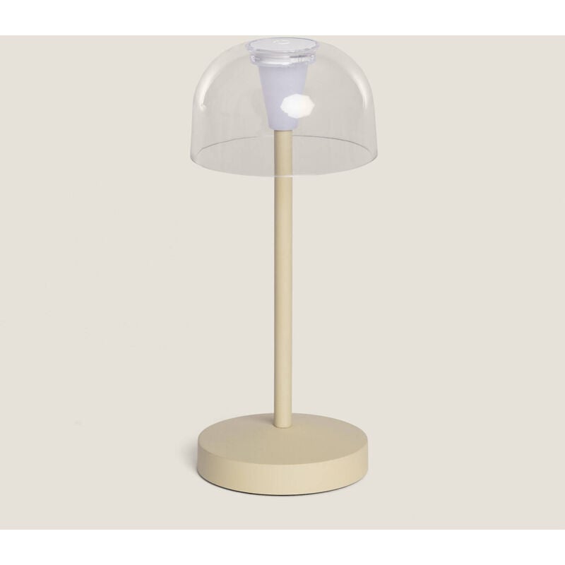 foto del prodotto lampara da tavolo led portatile per esterni con batteria usb ricaricabile lendora beige