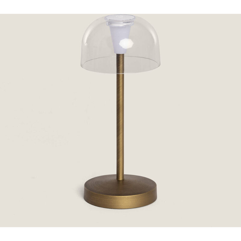 foto del prodotto lampara da tavolo led portatile per esterni con batteria usb ricaricabile lendora ottone