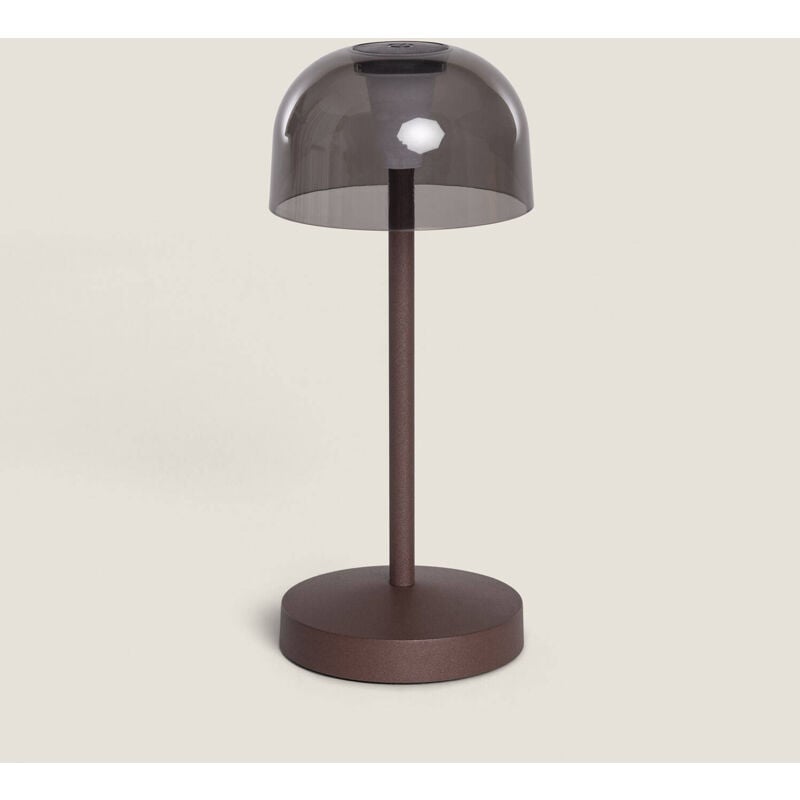 foto del prodotto lampara da tavolo led portatile per esterni metallo con batteria usb ricaricabile lendora smoke marrone