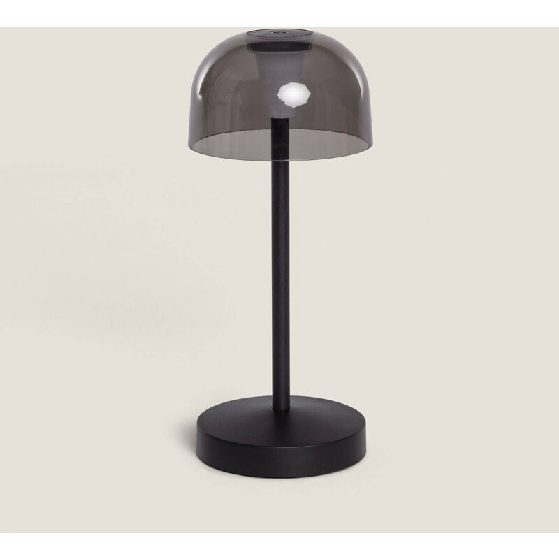 foto del prodotto lampara da tavolo led portatile per esterni metallo con batteria usb ricaricabile lendora smoke nero