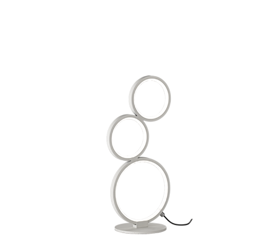 foto del prodotto lampda da tavolo led 3 cerchi, metallo, bianco opaco, h 45 cm, rondo