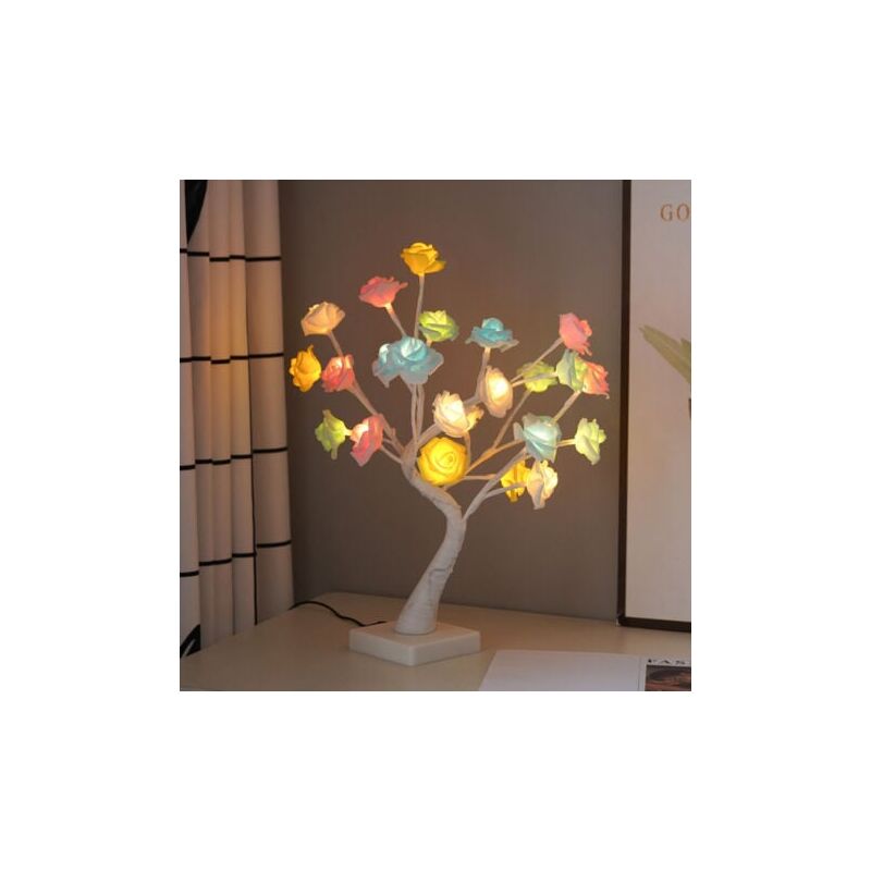 foto del prodotto lampe d arbre fleurs de roses lampe de table fleurs artificielles de roses brillantes parfait pour la d coration int rieure anniversaire
