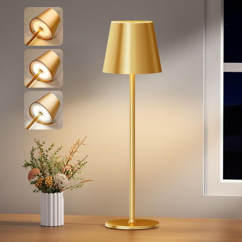 foto del prodotto lampe de bureau sans fil, lampe de bureau intensit variable, batterie led avec 3 temp ratures de couleur, gradation continue, bande lumineuse