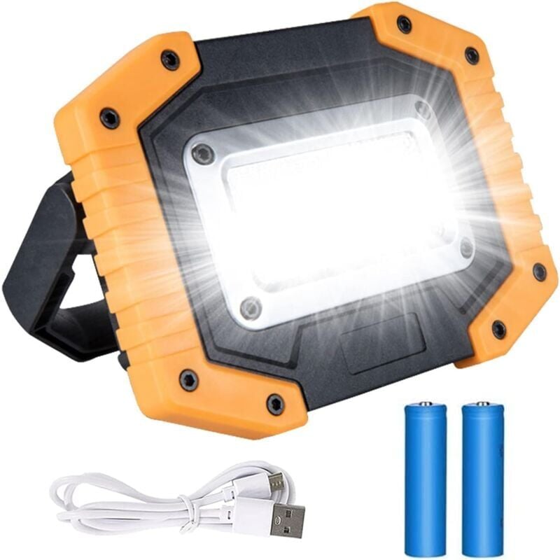 foto del prodotto lampe de travail led rechargeable, 30 w, lampe de s curit avec 3 modes, projecteur ext rieur cob avec usb tanche pour cour, garage, p che, randonn e