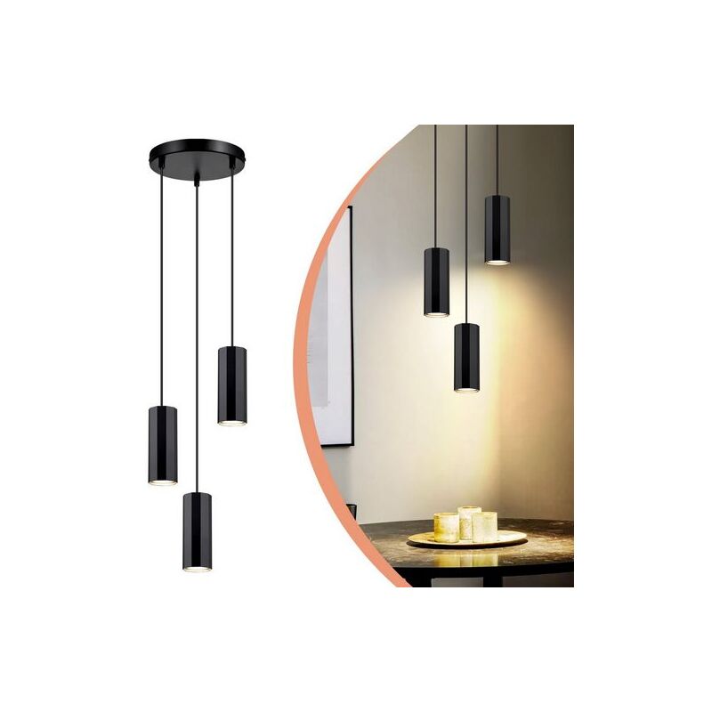 foto del prodotto lampe suspendre table manger noir 3 flammes lampe suspendre gu10 salon suspension moderne lampe de salle manger suspendue m tal industriel