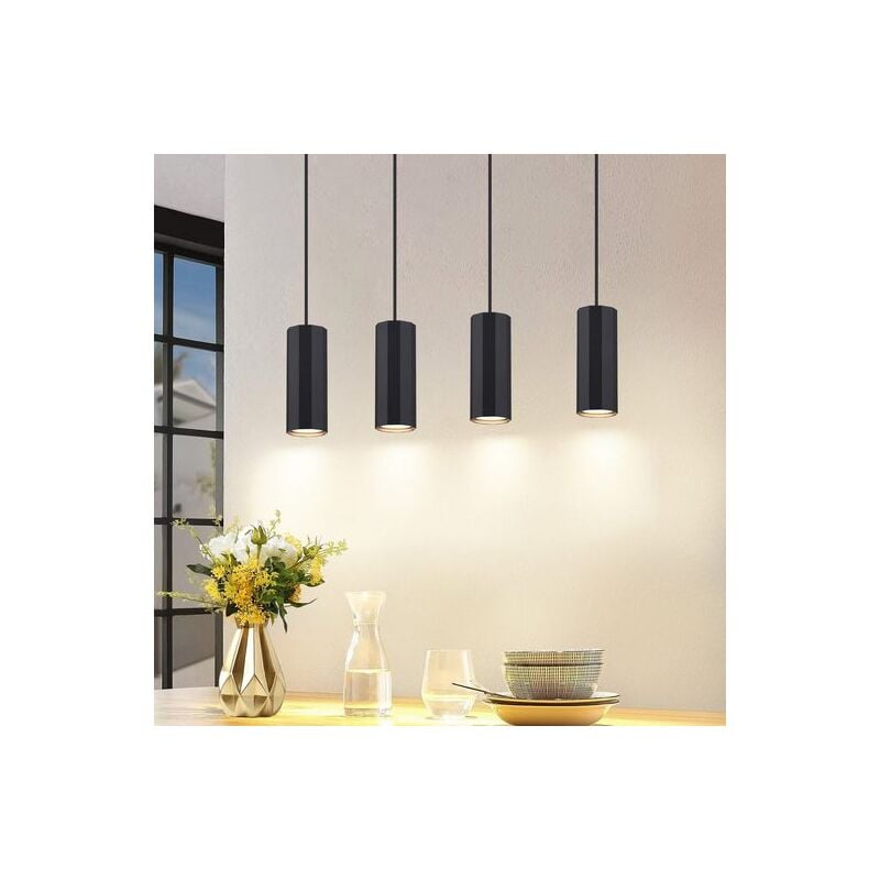 foto del prodotto lampe suspendre table manger noir 4 flammes lampe suspendre gu10 salon industriel salle manger suspendue m tal moderne lampe suspendre