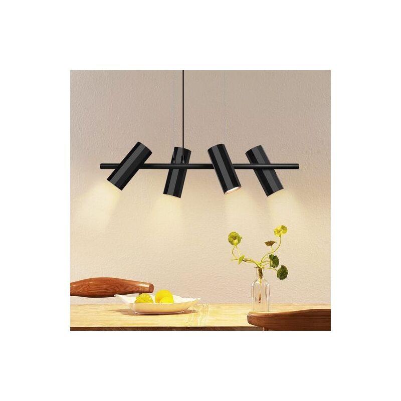 foto del prodotto lampe suspendre table manger noir 4 flammes lampe suspendre gu10 salon moderne suspension industrielle lampe de salle manger suspendue