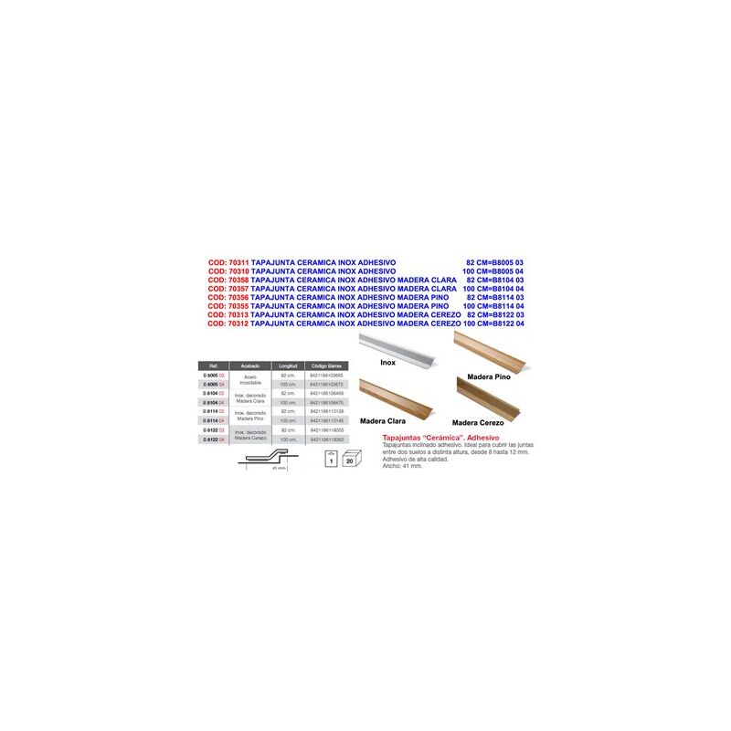 foto del prodotto lampeggiante adesivo in acciaio inox ceramico legno 100 cm brinox b810404