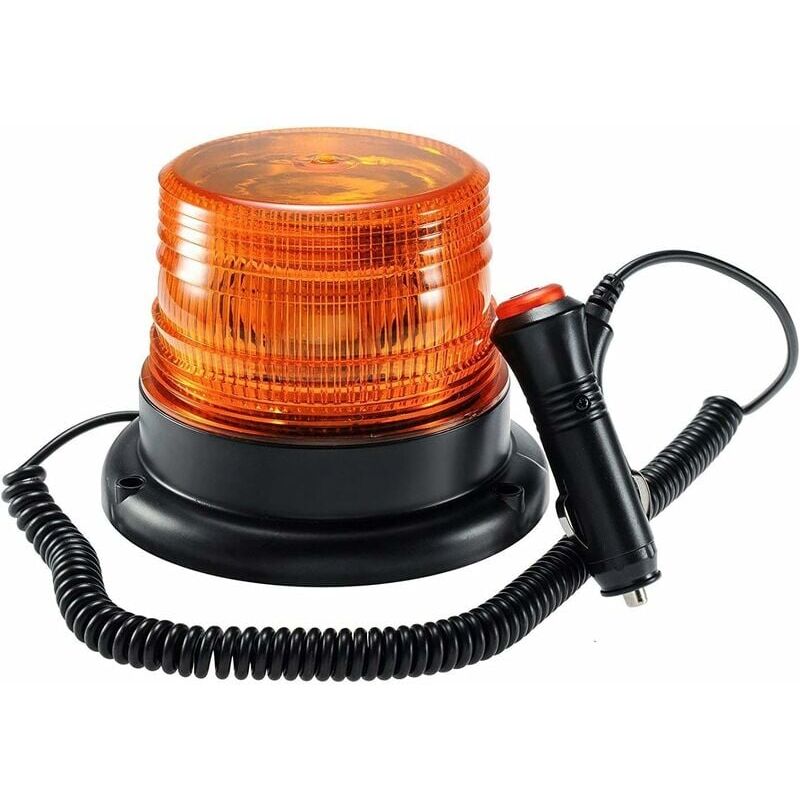 foto del prodotto lampeggiante led arancione dpzo luce di avvertimento lampeggiante magnetica per veicoli con presa accendisigari 12v 80v dpzo