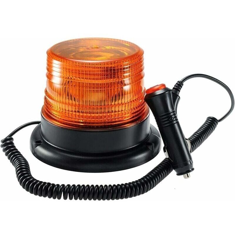 foto del prodotto lampeggiante led arancione, luce di avvertimento magnetica lampeggiante per veicoli con presa accendisigari 12v 80v aiperq