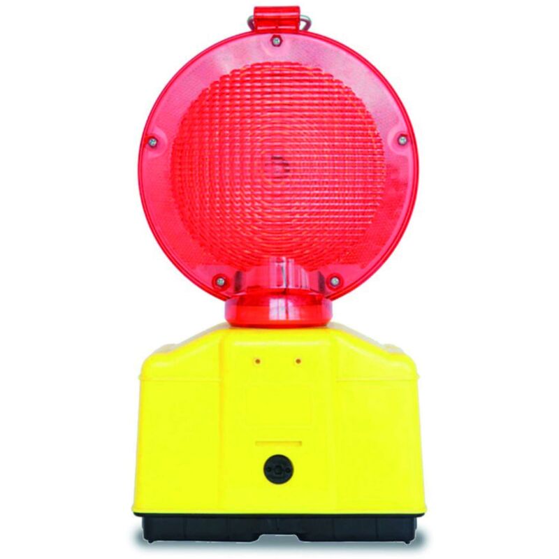 foto del prodotto lampeggiatore da cantiere a led con staffa col. rosso x 1 o 2 batterie