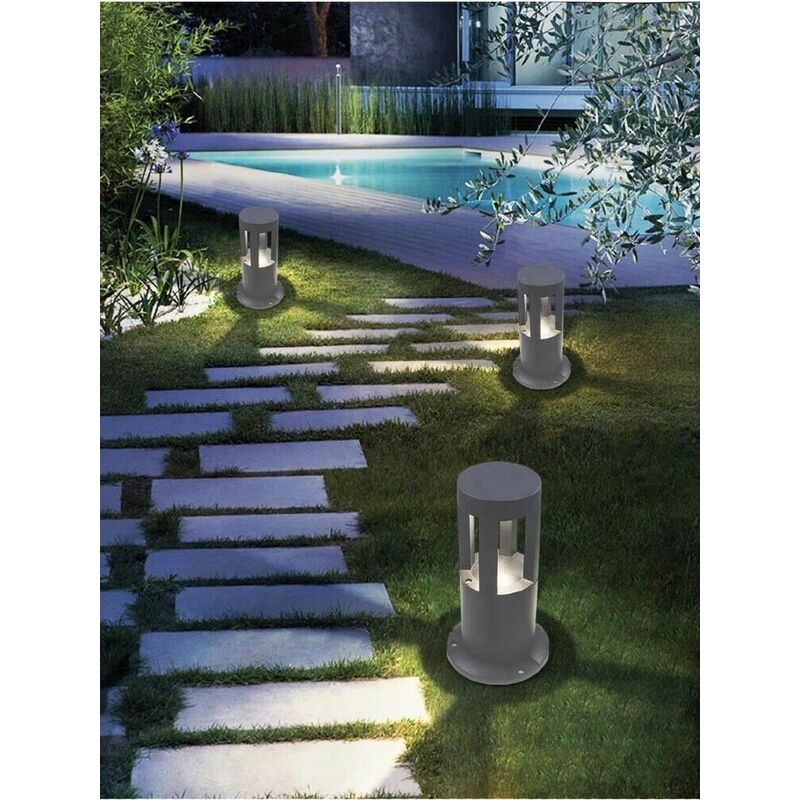 foto del prodotto lampioncino da terra lampada 12 w led luce naturale lampione grigio per giardino