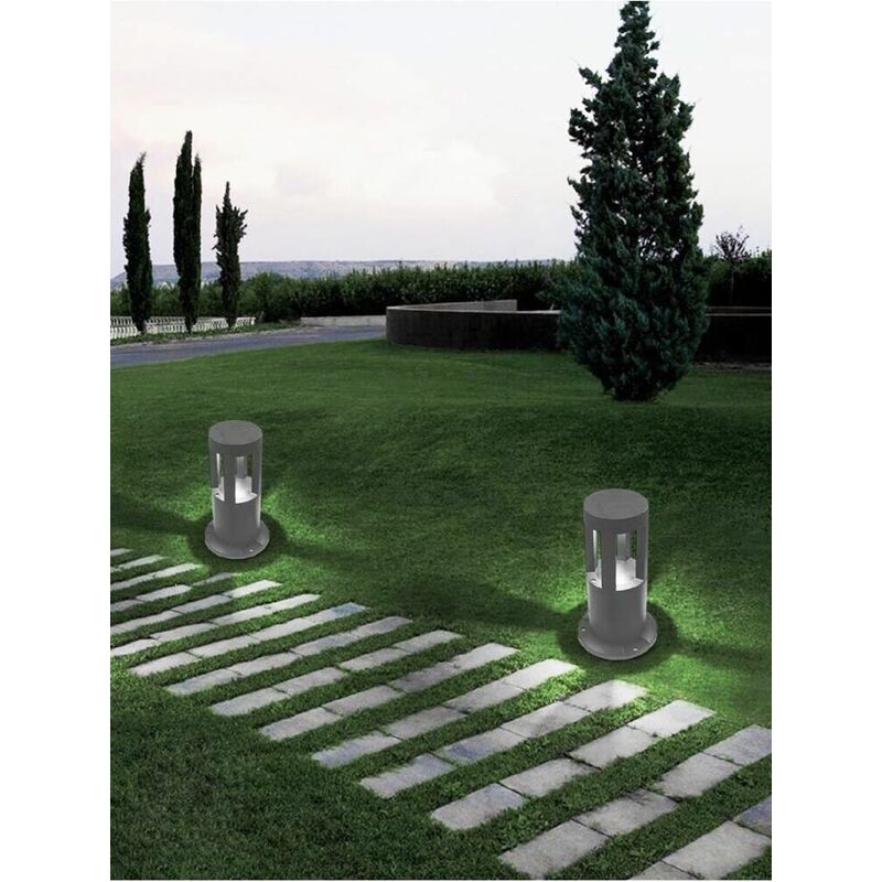 foto del prodotto lampioncino da terra lampada 12w led luce bianca lampione grigio x giardino ip65