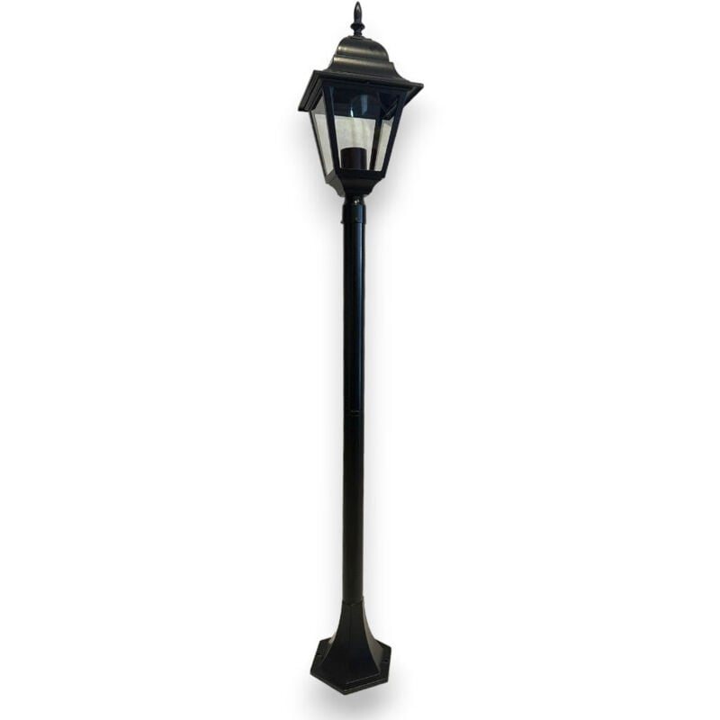 foto del prodotto lampioncino in alluminio su palo nero per esterno h120 cm a 1 luce 100w modello new york