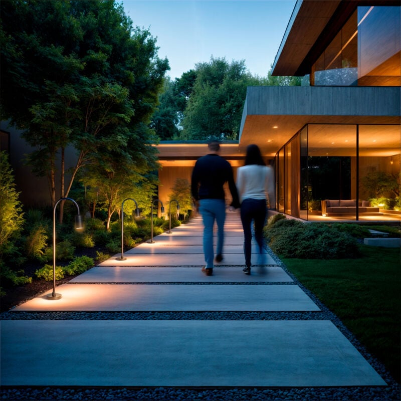 foto del prodotto lampioncino per esterni led 6w 60 cm superficie garmil nero opaco