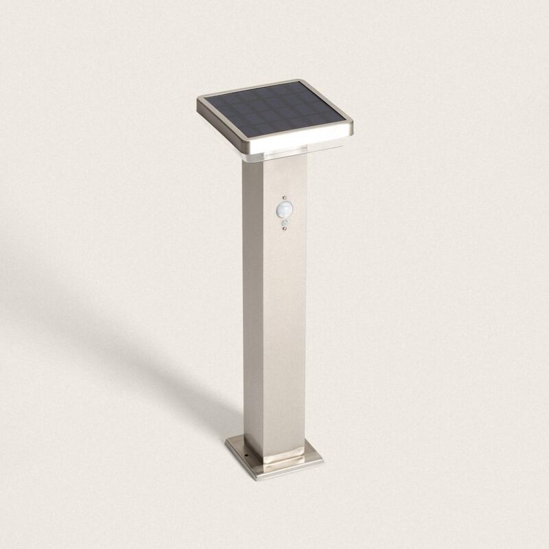 foto del prodotto lampioncino per esterni solare led 5w 50cm alluminio con sensore di movimento barton square argento