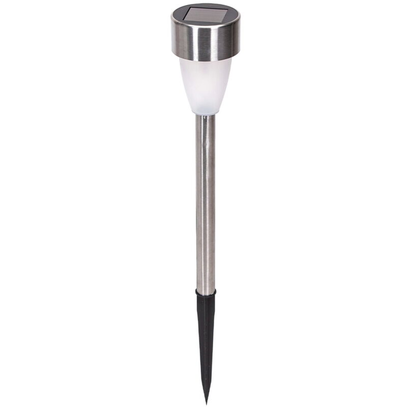 foto del prodotto lampioncino segnapassi led busby 0,018w argento in acciaio con pannello solare ip44 bianco caldo 2700k con sensore crepuscolare aigostar
