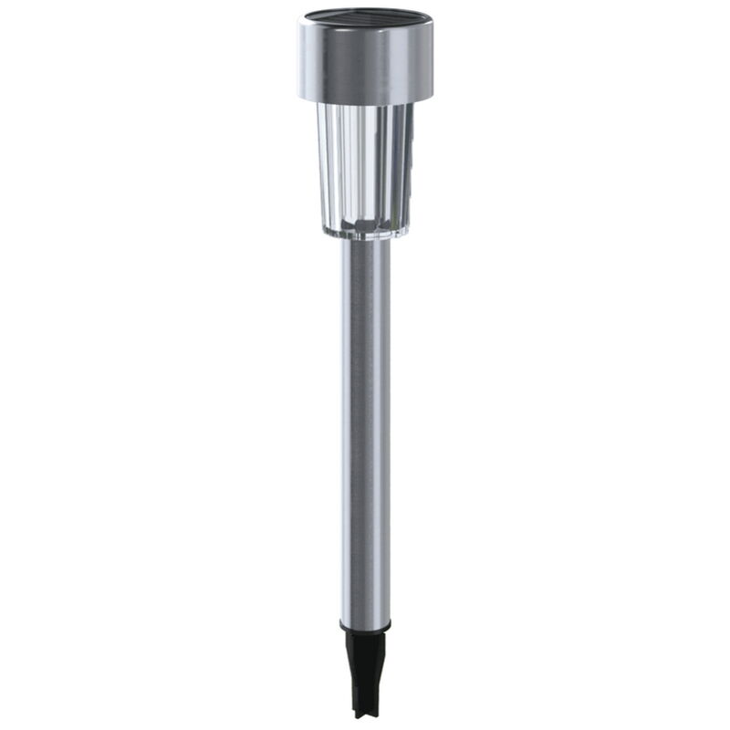 foto del prodotto lampioncino segnapassi led goblet 0,006w argento in acciaio con pannello solare ip44 bianco freddo 6500k con sensore crepuscolare aigostar