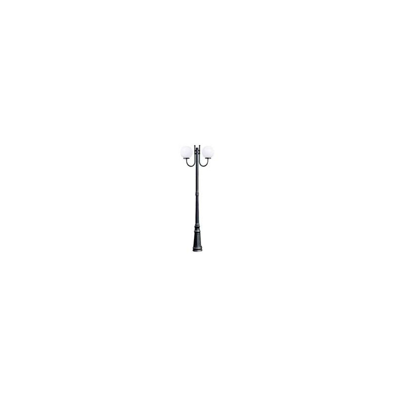 foto del prodotto lampione 2 luci su palo modello sfera 2x100w ip44 cm.230h. colore nero