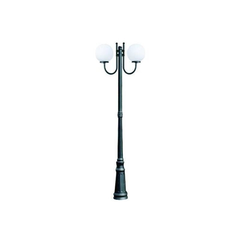 foto del prodotto lampione 2 luci su palo modello sfera 2x100w ip44 cm.230h.colore nero fer 234504