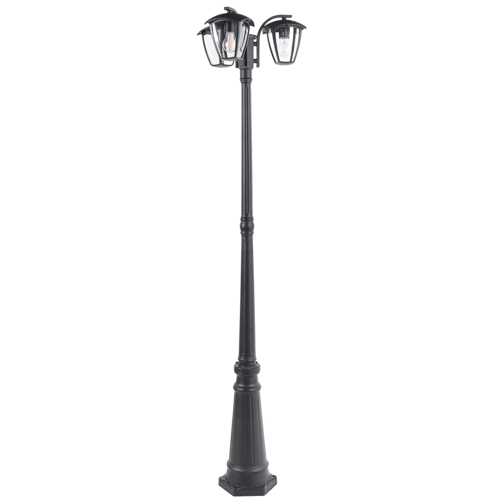 foto del prodotto lampione a 3 luci lampada da sentiero nera paralume sintetico in alluminio illuminazione esterna da giardino design moderno
