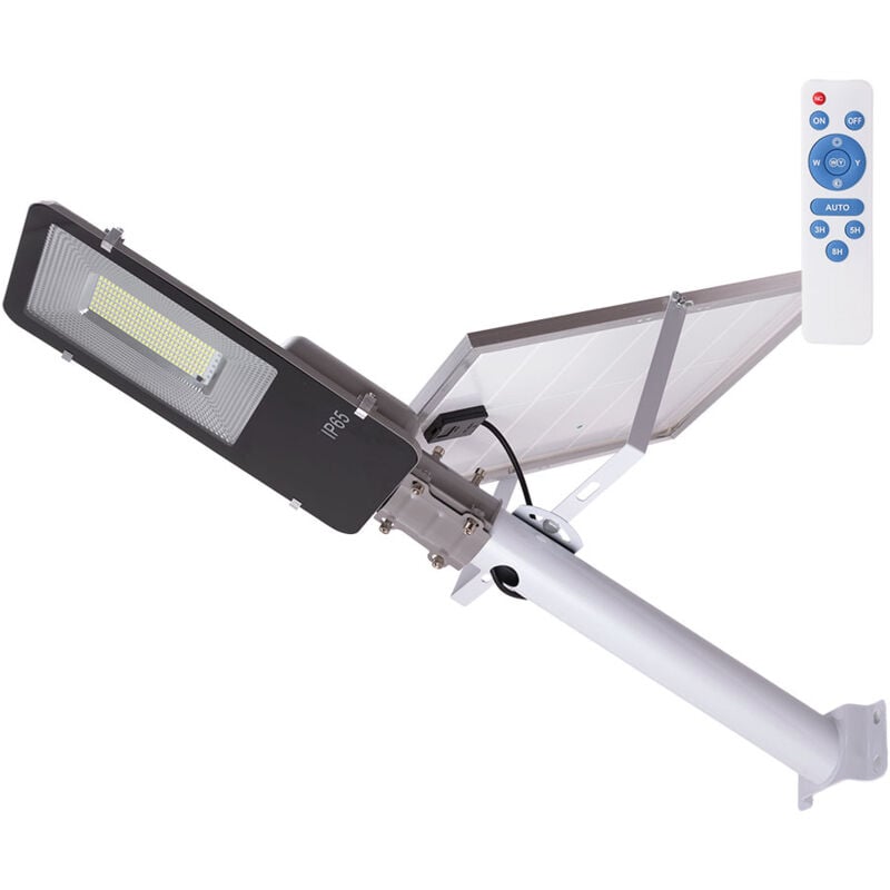 foto del prodotto lampione a led solare telecomando dimable pannello 6v 100w batteria 3,2v 15000mah ho far sol 100w cw 