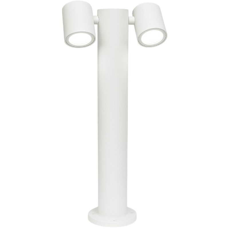 foto del prodotto lampione bianco palo da giardino illuminazione con 2 diffusori orientabili per esterno ad attacco per lampadine led gu10