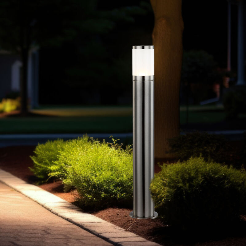 foto del prodotto lampione da esterno lampada da terra per esterni h 80 cm lampada da giardino luce esterna in acciaio inossidabile, plastica argento opale, 1x attacco