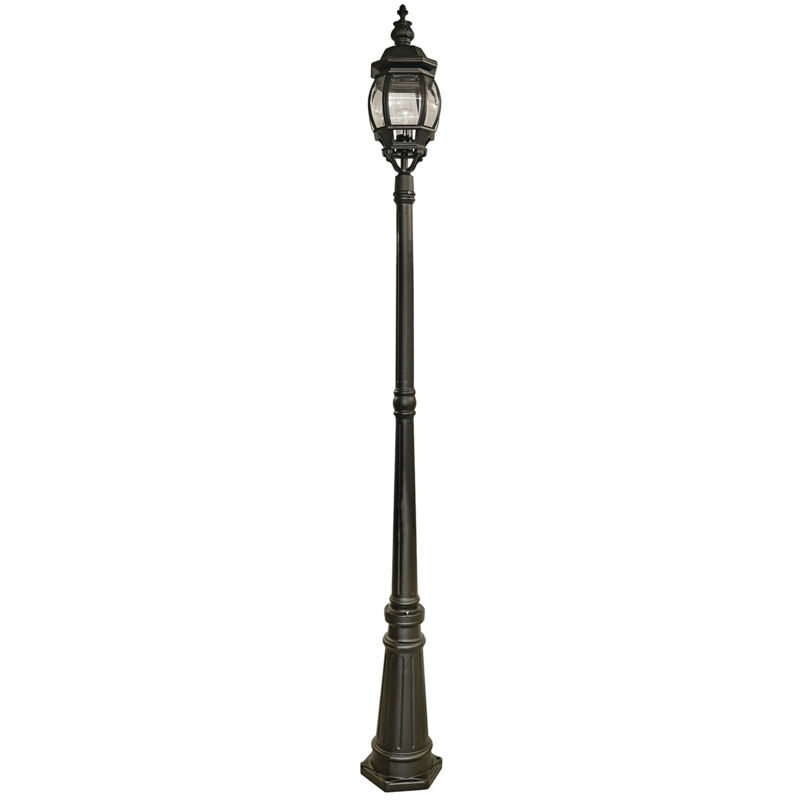 foto del prodotto lampione da esterno rustico country bel aire alluminio nero vetro 1 luce e27