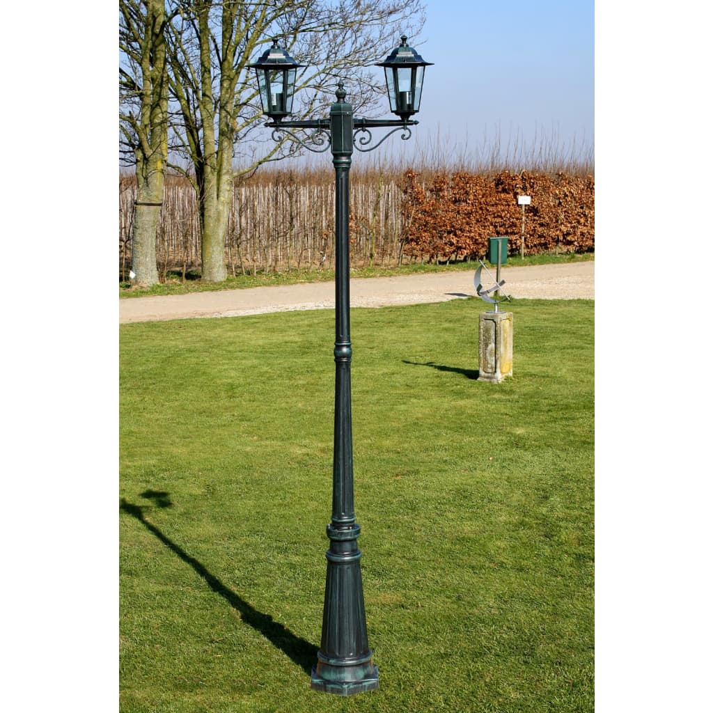 foto del prodotto lampione da giardino 2 bracci 215 cm verde scuro nero alluminio cod mxl 77536
