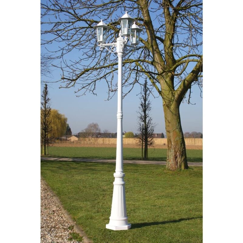foto del prodotto lampione da giardino a 3 bracci 215 cm in alluminio bianco