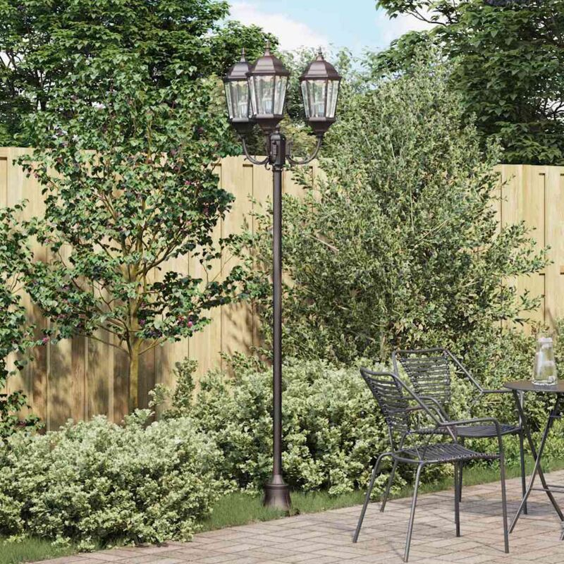 foto del prodotto lampione da giardino con 3 lampadine e27 in bronzo, altezza 220 cm in alluminio vidaxl