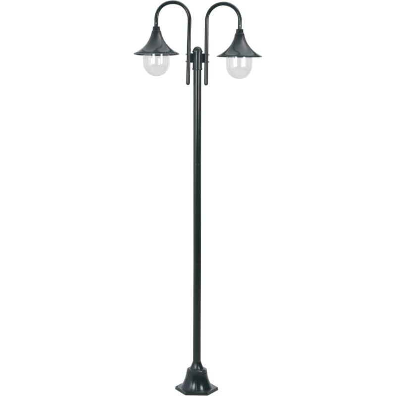 foto del prodotto lampione da giardino e27 220 cm alluminio 2 lampade verde scuro vidaxl