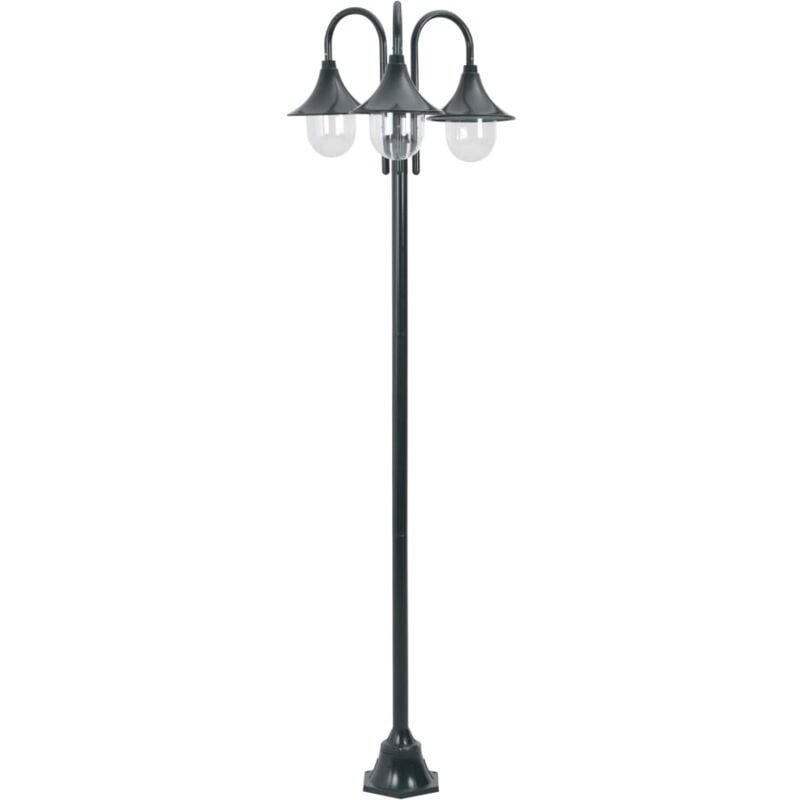 foto del prodotto lampione da giardino e27 220 cm alluminio 3 lampade verde scuro vidaxl