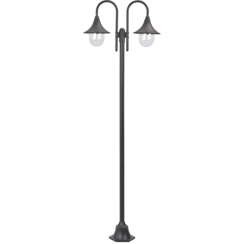 foto del prodotto lampione da giardino e27 220 cm in alluminio 2 lampade bronzo vidaxl
