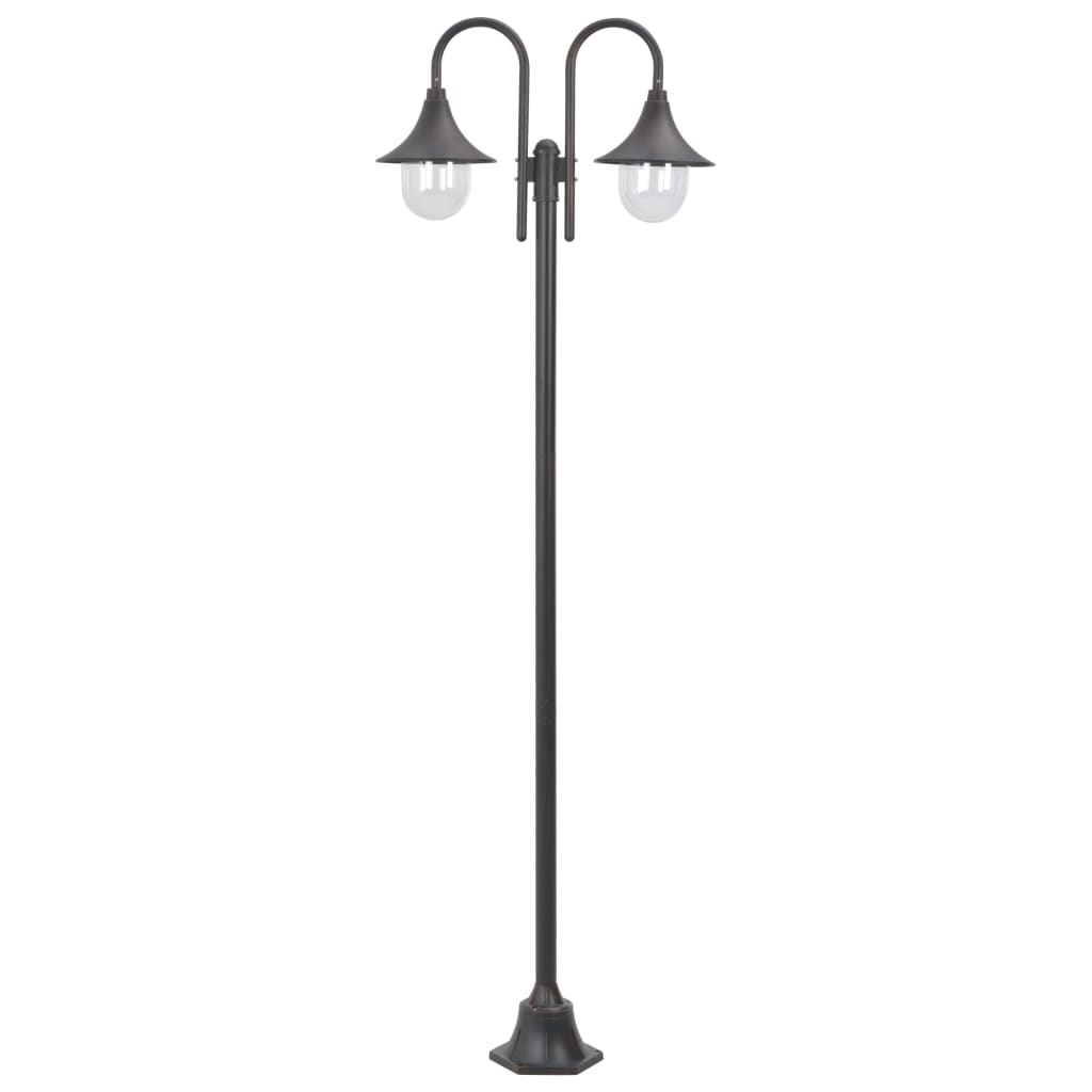 foto del prodotto lampione da giardino e27 220 cm in alluminio 2 lampade bronzocod mxl 70922
