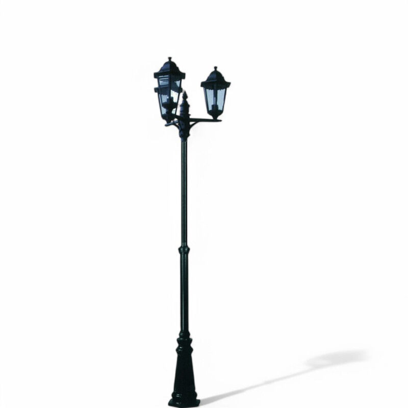 foto del prodotto lampione da giardino nero alluminio 3 luci trasparenti altezza 230 cm ip44 ideale per esterni patio terrazza illuminazione