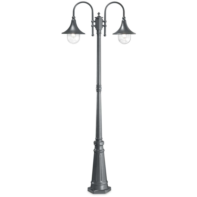 foto del prodotto lampione esterno rustico country cima alluminio antracite 2 luci e27