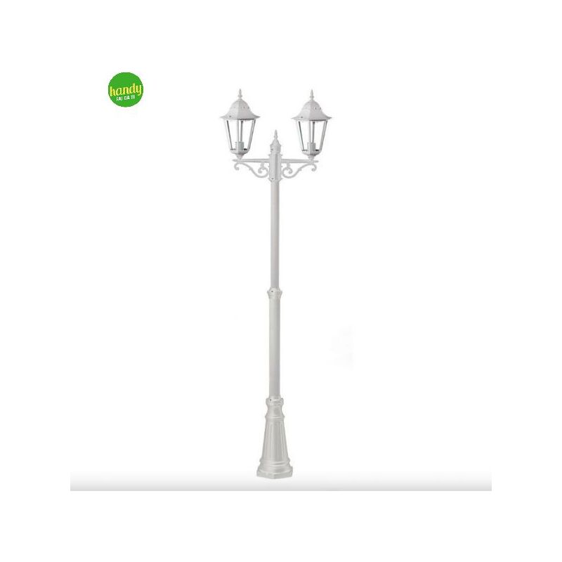 foto del prodotto lampione in acciaio a 2 bracci green light ermes e27 h.220cm bianco